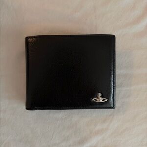 Vivienne Westwood Black Leather Card Holder with Silver Logo